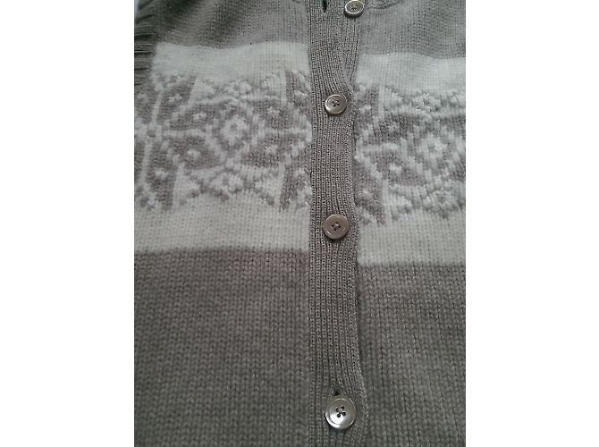 Autre Marque Strickjacke aus Kaschmir in Beige und Cremeweiß gemustert Aus weiß - Ansicht 4