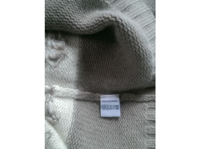 Autre Marque Strickjacke aus Kaschmir in Beige und Cremeweiß gemustert Aus weiß - Ansicht 5