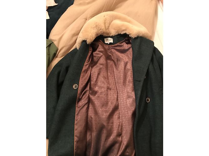 Autre Marque Abrigo de lana verde con cuello removible Talla 40 Verde oscuro - vista 2