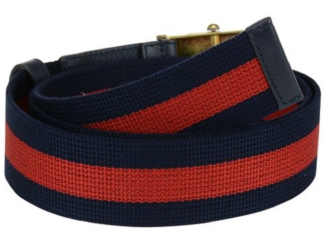 Gucci Belts Navy blue Leather Cotton ref.86752 Joli Closet