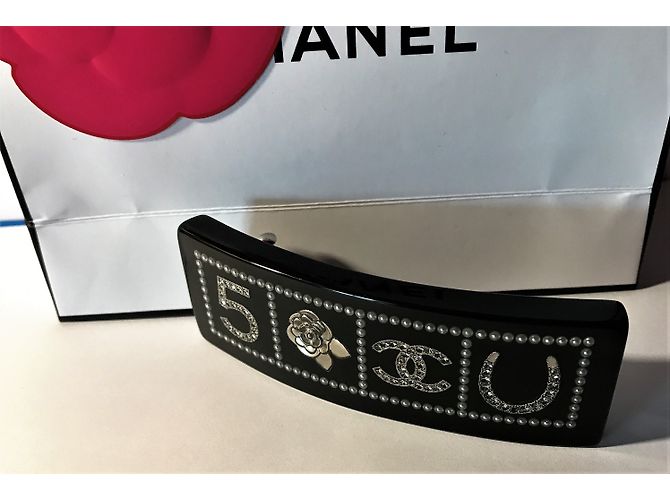 Chanel Fermaglio per capelli splendido / Fermaglio per capelli * Raro * Nuovo Nero - vista 6