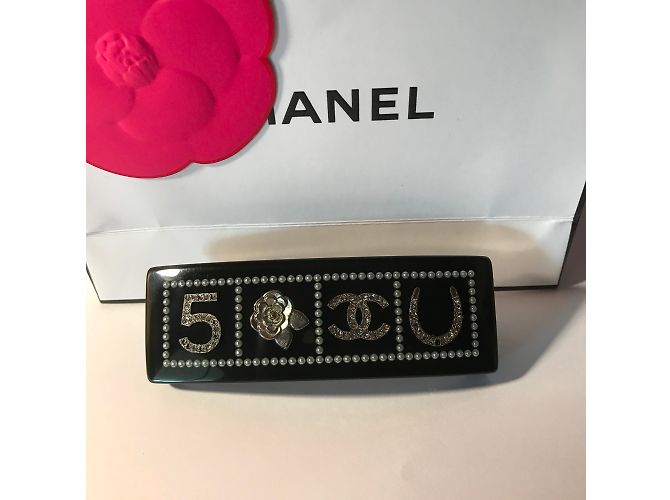Chanel Fermaglio per capelli splendido / Fermaglio per capelli * Raro * Nuovo Nero - vista 7