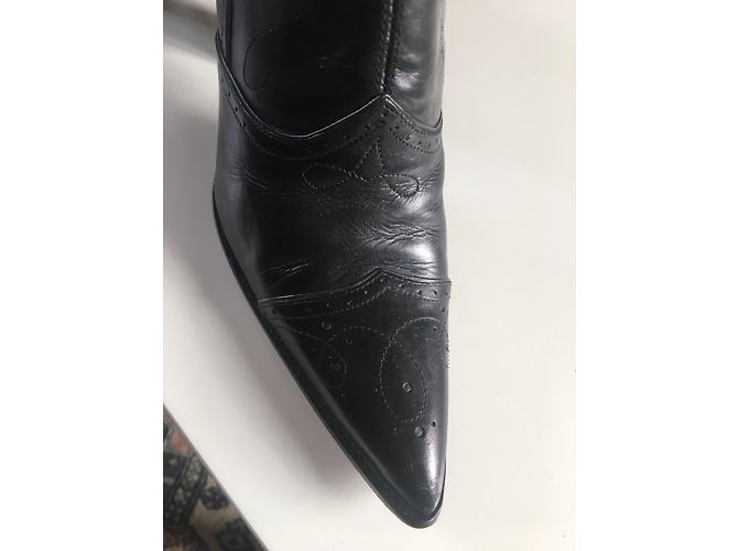 Botines Prada de cuero negro con tacón 10 cm - vista 4