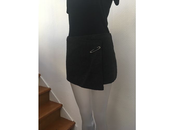 Mini falda Zara de lana gris Gris antracita - vista 3