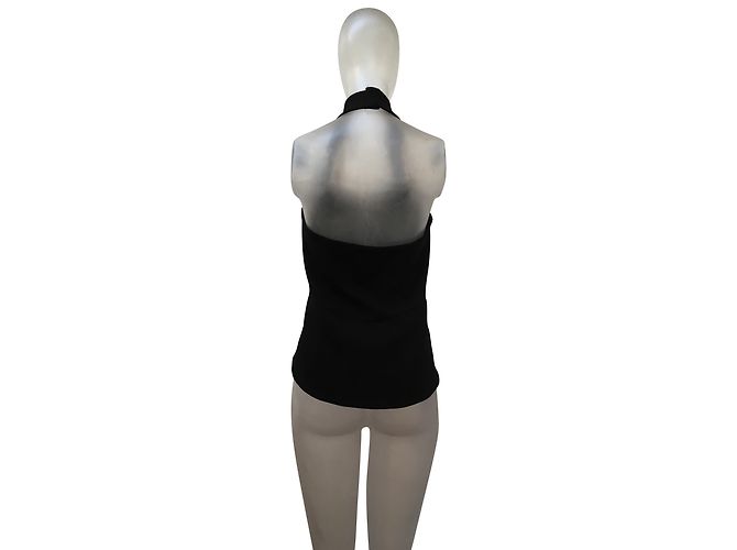 Autre Marque Top Haute Couture Cuello Halter Negro de Algodón - vista 2