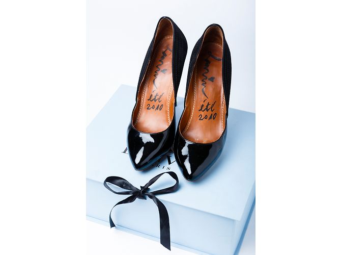 Décolleté Lanvin in camoscio nero e vernice taglia 39 - vista 2