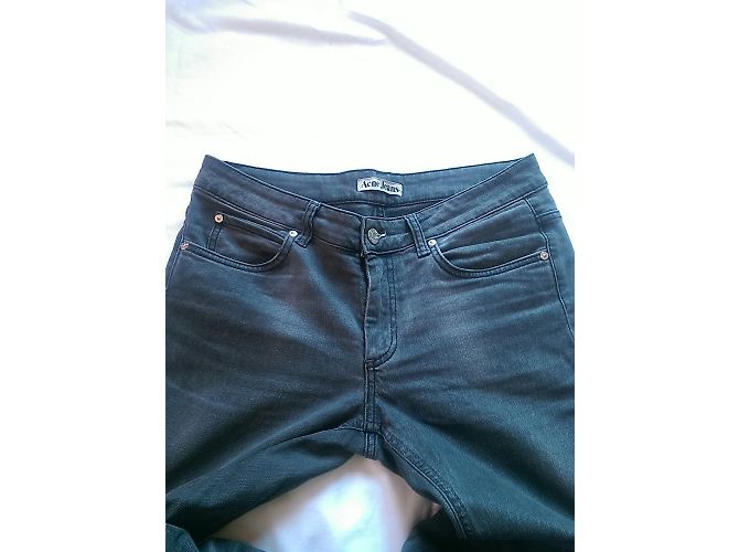 Jean Acne Gris en Coton et Élasthanne Taille 29 - vue 6