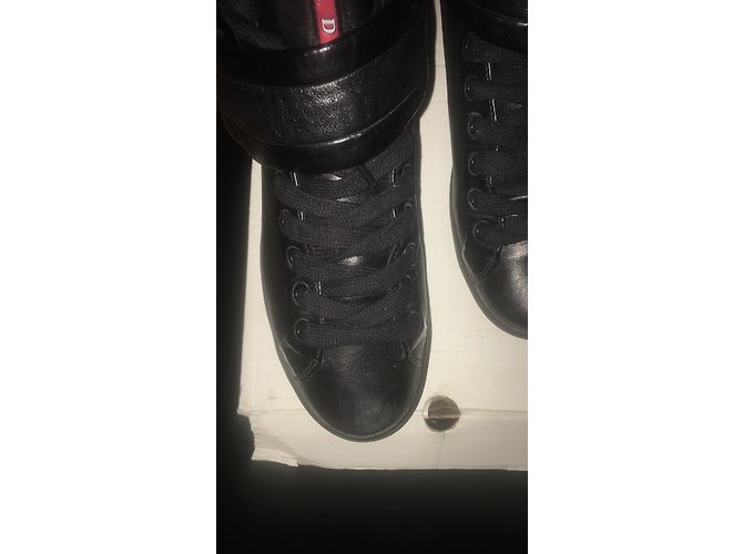 Sneakers Prada in pelle nera Nero - vista 3