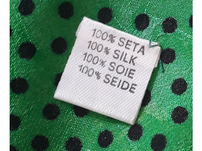 Foulard in seta Yves Saint Laurent Verde Rosso Nero Pois - vista 4