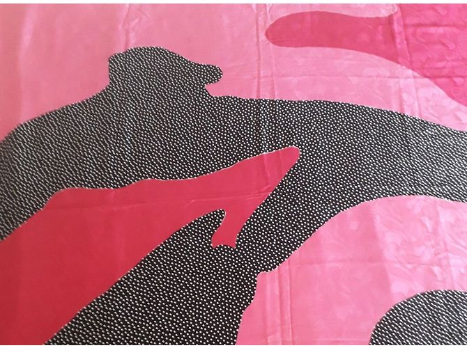Foulard in seta Yves Saint Laurent Nero Rosa Rosso Fucsia Fuschia - vista 2