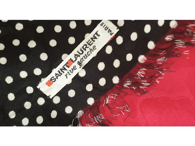 Foulard in seta Yves Saint Laurent Nero Rosa Rosso Fucsia Fuschia - vista 3