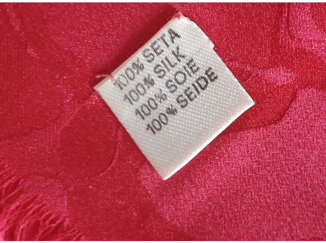 Foulard in seta Yves Saint Laurent Nero Rosa Rosso Fucsia Fuschia - vista 4