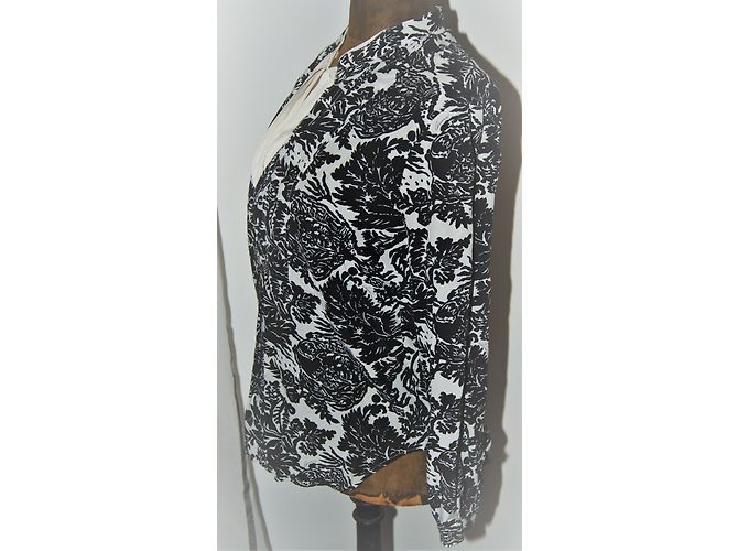 Gucci Seidenbluse Trompe l'oeil Effekt Schwarz Eggshell Aus weiß - Ansicht 10