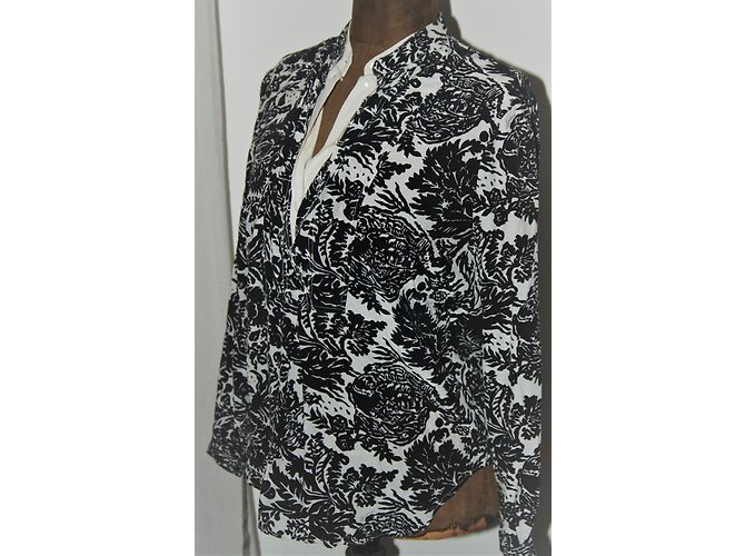 Gucci Seidenbluse Trompe l'oeil Effekt Schwarz Eggshell Aus weiß - Ansicht 11