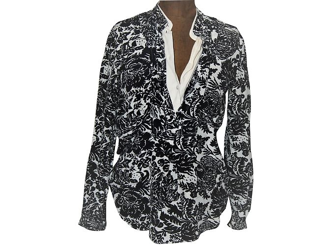Gucci Seidenbluse Trompe l'oeil Effekt Schwarz Eggshell Aus weiß - Ansicht 2
