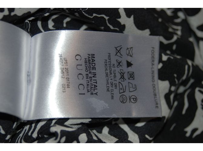 Gucci Seidenbluse Trompe l'oeil Effekt Schwarz Eggshell Aus weiß - Ansicht 6