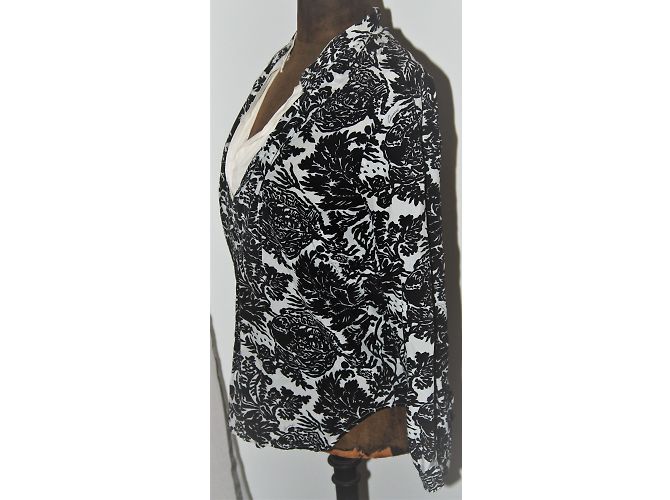 Gucci Seidenbluse Trompe l'oeil Effekt Schwarz Eggshell Aus weiß - Ansicht 9