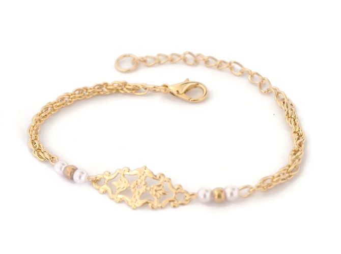 Autre Marque Fine bracciale placcato in oro con perle perlate D'oro - vista 3