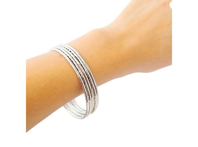 Autre Marque Set di 5 braccialetti braccialetti placcati argento - vista 2