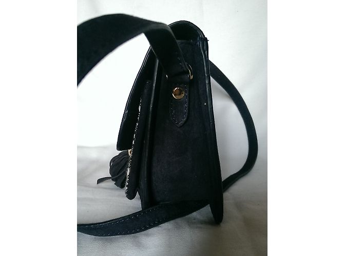 Autre Marque Mini borsa a mano Alma Midnight in pelle scamosciata di capra blu navy - vista 5