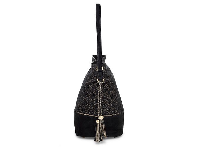 Autre Marque Borsa Maradji in pelle di capretto velluto nero e jacquard oro - vista 2