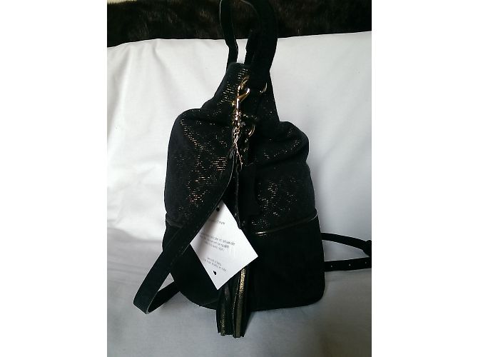 Autre Marque Borsa Maradji in pelle di capretto velluto nero e jacquard oro - vista 3