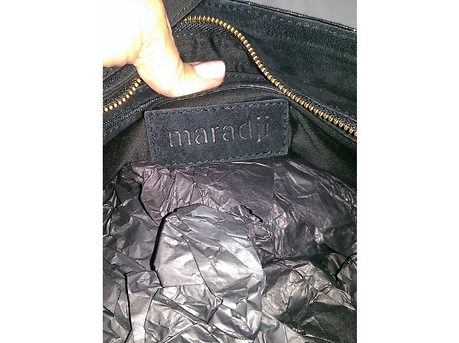 Autre Marque Borsa Maradji in pelle di capretto velluto nero e jacquard oro - vista 5
