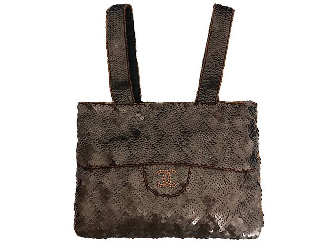 Borsa da sera con paillettes Chanel Marrone - vista 2