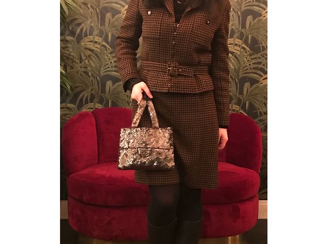 Borsa da sera con paillettes Chanel Marrone - vista 3