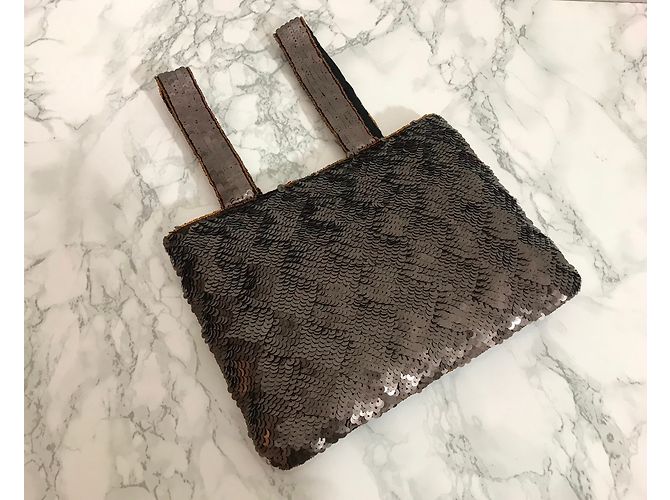 Borsa da sera con paillettes Chanel Marrone - vista 6