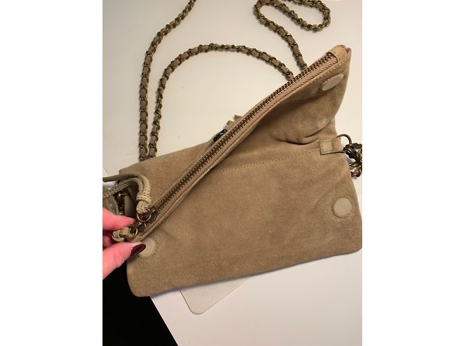 Clutch Zadig & Voltaire Rock Beige in Nubuck - vista 3