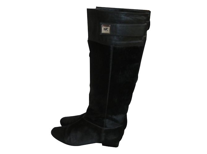 Autre Marque Botas negras de piel de becerro efecto pony Negro - vista 2