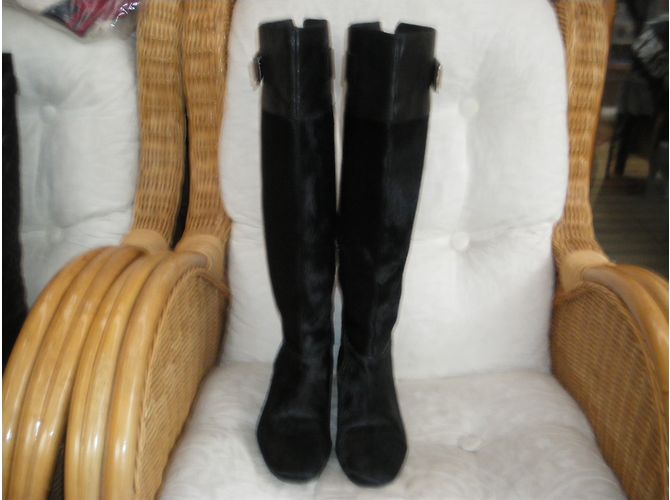 Autre Marque Botas negras de piel de becerro efecto pony Negro - vista 3