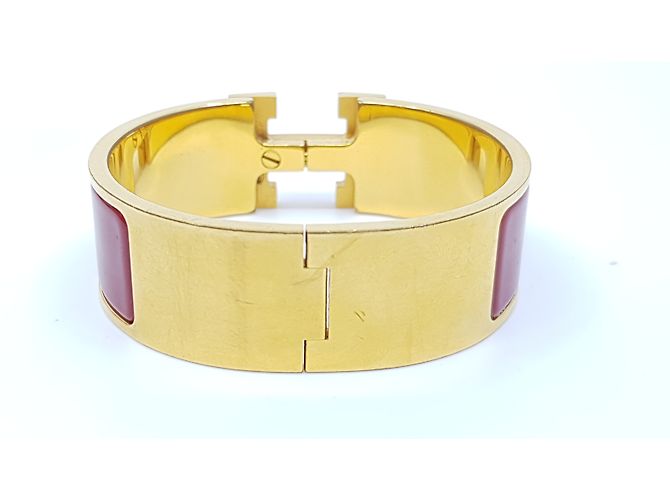 Hermès Pulsera Clic H Roja Dorado - vista 3