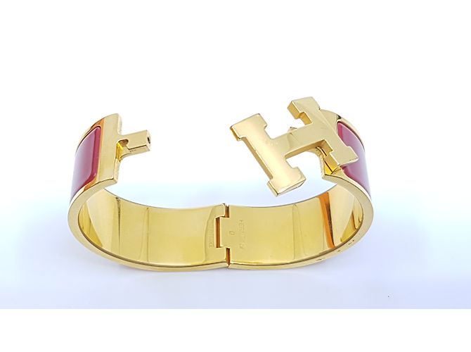 Hermès Pulsera Clic H Roja Dorado - vista 5