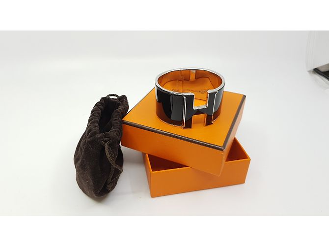 Hermès Pulseira Clic H Preto Prata - vista 2