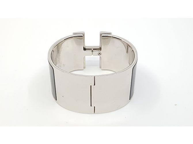 Hermès Pulseira Clic H Preto Prata - vista 3