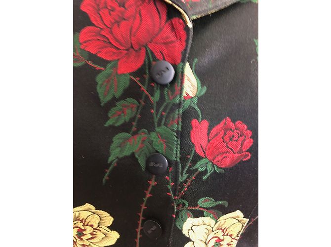 Thierry Mugler Jacke mit Blumenmotiv Schwarz Seide Mehrfarben - Ansicht 5