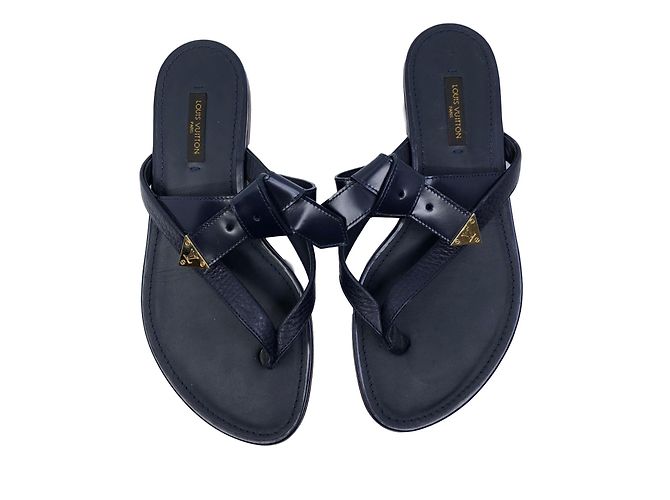 Louis Vuitton Sandali in pelle Blu navy - vista 2