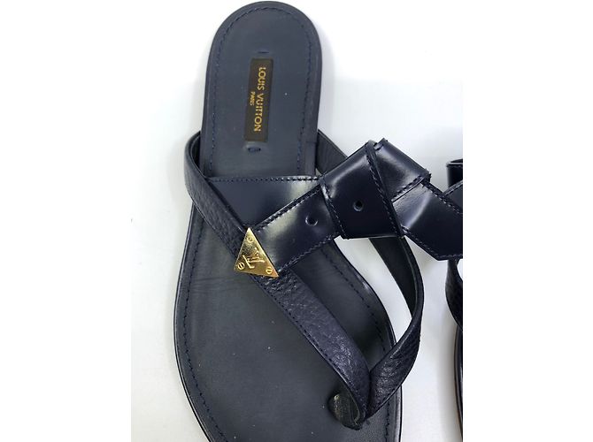 Louis Vuitton Sandali in pelle Blu navy - vista 3
