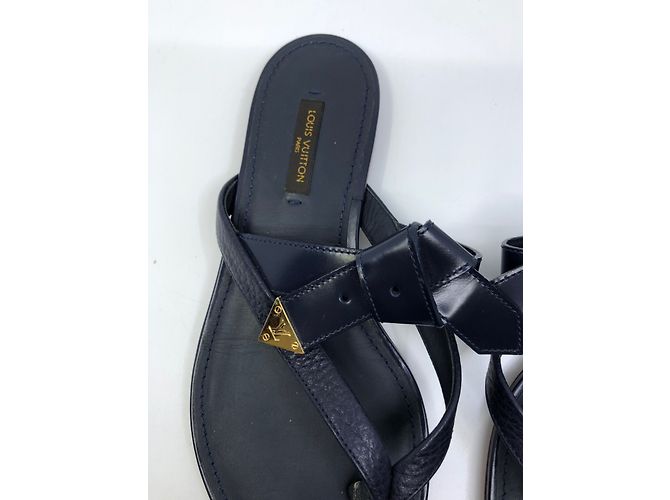 Louis Vuitton Sandali in pelle Blu navy - vista 4