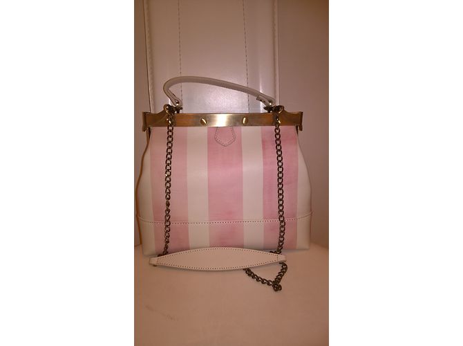 Autre Marque Borsa a mano Tendence in pelle bianca e rosa Bianco sporco - vista 2
