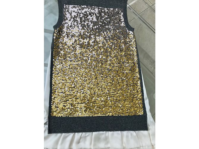 Abito Louis Vuitton in cashmere e seta grigio con paillettes - vista 3