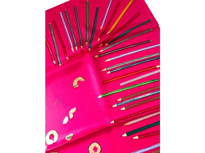 Hermès Bufandas de seda Fucsia - vista 2