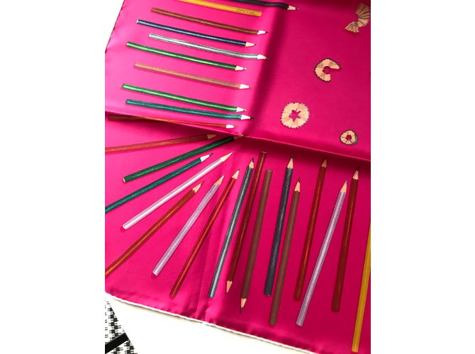 Hermès Bufandas de seda Fucsia - vista 3
