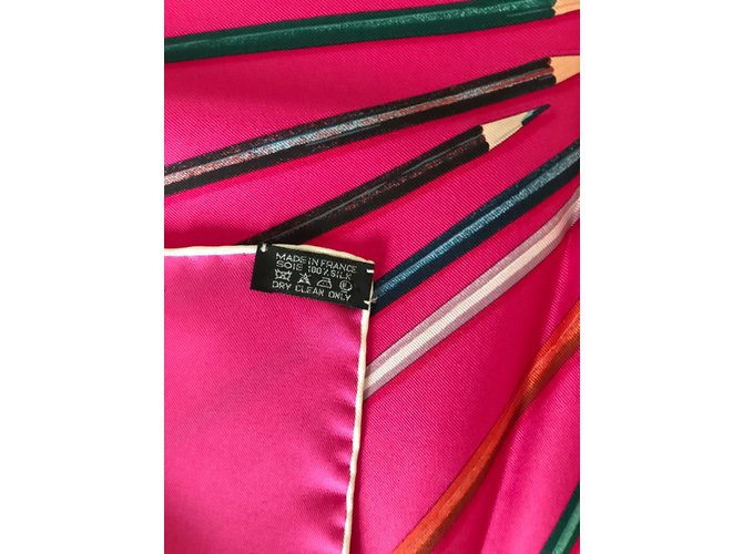 Hermès Bufandas de seda Fucsia - vista 4