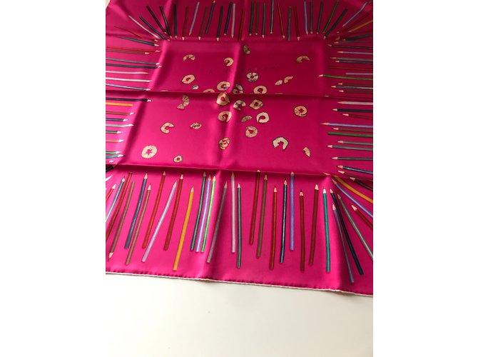 Hermès Bufandas de seda Fucsia - vista 5