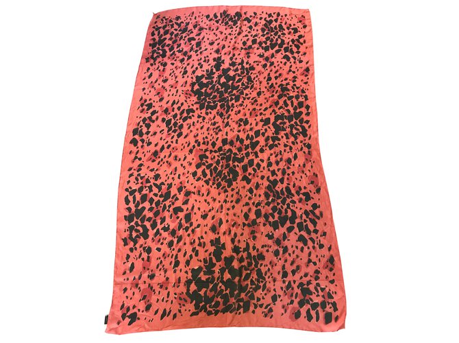 Sciarpa Burberry in seta arancio corallo e nero Multicolore - vista 2