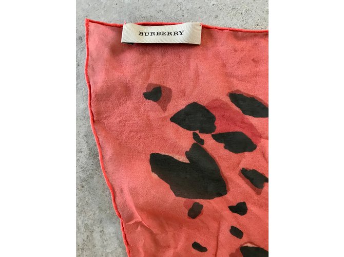 Sciarpa Burberry in seta arancio corallo e nero Multicolore - vista 3