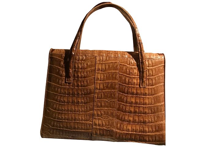 Autre Marque Bolsa de couro de crocodilo caramelo - vista 2